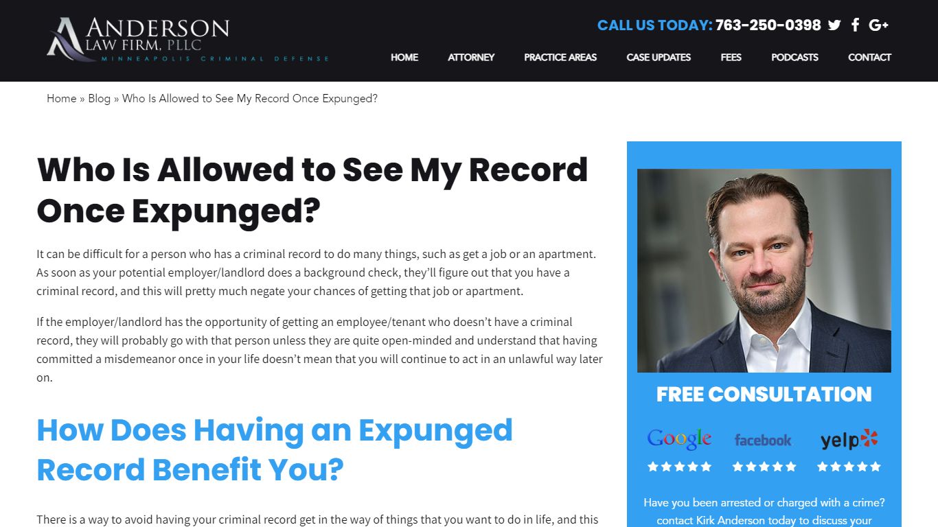 Who Is Allowed to See My Record Once Expunged? - Anderson Law Firm